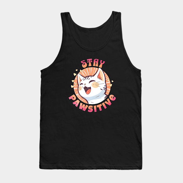 Stay Pawsitive Cat Tank Top by snipcute